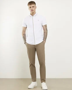 White Stretch Muscle Fit Tipped Shirt