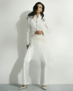 White Stretch Straight Leg Jeans