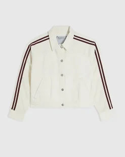 White Stripe Hybrid Denim Jacket