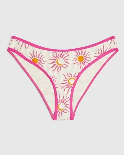 White Sun Print Bikini Bottoms
