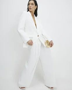 White Tailored Wide Leg Trousers
