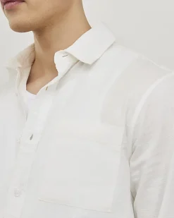 White Textured Cross Hatch Long Sleeve Shirt