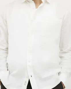 White Textured Cross Hatch Long Sleeve Shirt