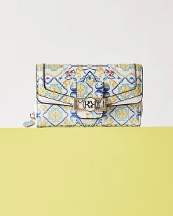White Tile Print Flap Purse