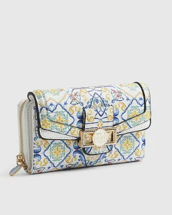 White Tile Print Flap Purse
