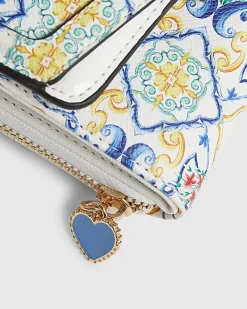 White Tile Print Flap Purse