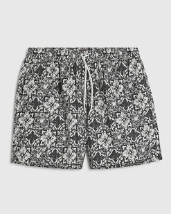 White Tile Print Swim Shorts