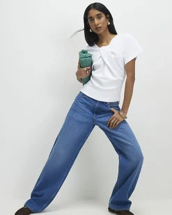 White Twist Front Top