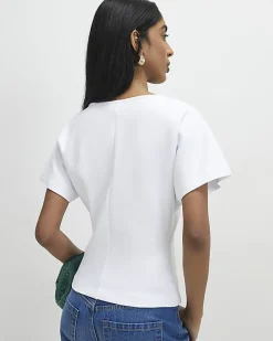 White Twist Front Top