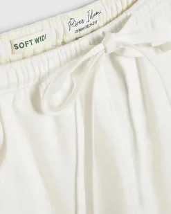 White Wide leg Drawstring Jeans