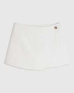 White Wrap Button Detail Skort