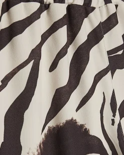 White Zebra Print Wide Leg Trousers