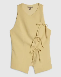 Yellow Asymmetric Bow Tie Front Waistcoat
