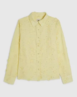 Yellow 3D Floral Embellished Shirt