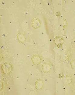Yellow 3D Floral Embellished Shirt