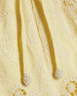 Yellow Embroidered Crochet Shorts