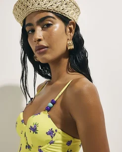 Yellow Floral Underwired Swimsuit