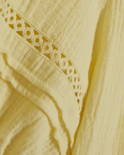 Yellow Frill Collar Pintuck Blouse