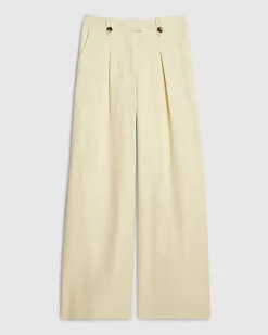 Yellow Linen Look Wide Leg Trousers