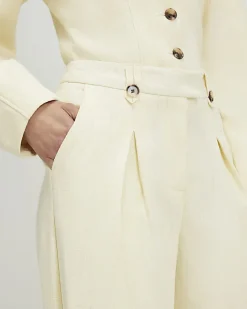 Yellow Linen Look Wide Leg Trousers