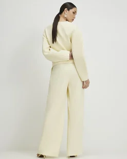 Yellow Linen Look Wide Leg Trousers