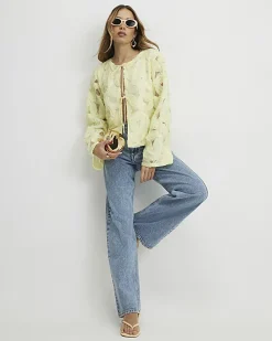 Yellow Long Sleeve 3D Floral Jacket