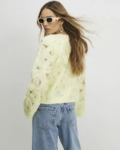 Yellow Long Sleeve 3D Floral Jacket