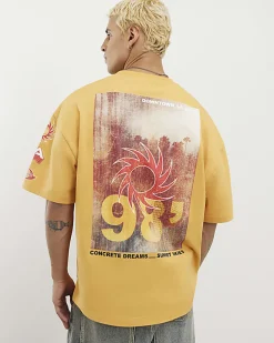 Yellow Oversized Fit 92 Photo Patch T-Shirt