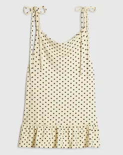 Yellow Polka Dot Frill Hem Tie Top