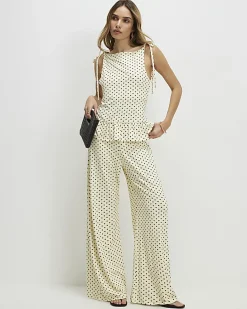 Yellow Polka Dot Wide Leg Trousers