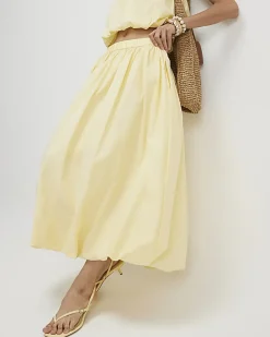 Yellow Poplin Bubble Hem Skirt