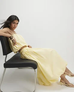 Yellow Poplin Bubble Hem Skirt