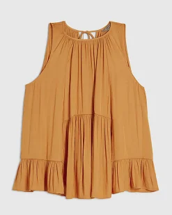 Yellow Satin Sleeveless Top