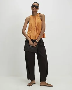 Yellow Satin Sleeveless Top
