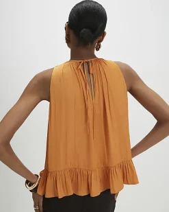 Yellow Satin Sleeveless Top