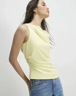 Yellow Sleeveless Slash Neck Top